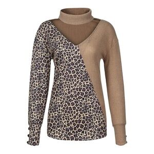 Leopard Print Turtleneck Sweater
